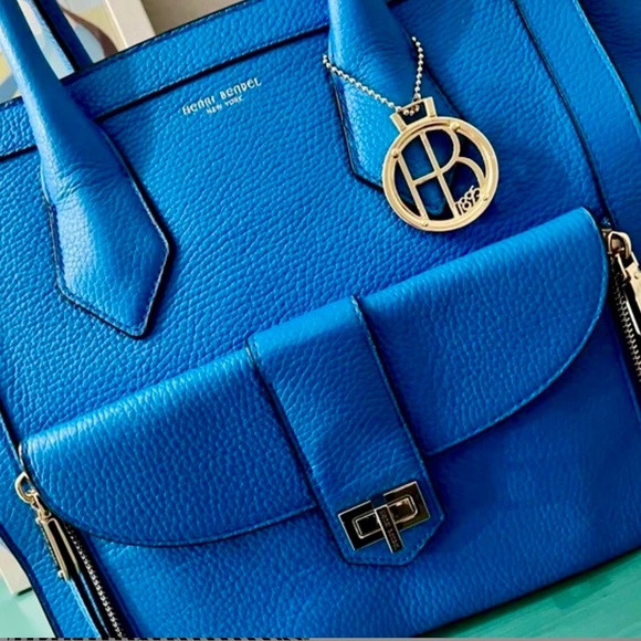 HENRI BENDEL Blue Leather Rivington Convertible Shoulder Bag, Clutch, Crossbody - Picture 3 of 11